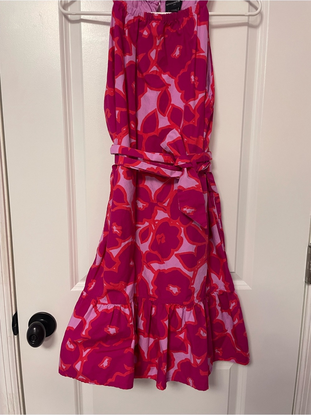 Banana Republic Pink and Red Floral Belted Sundress